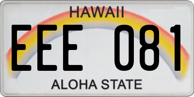 HI license plate EEE081