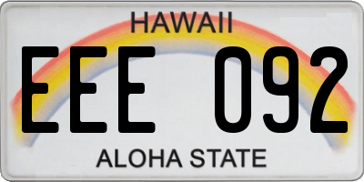 HI license plate EEE092