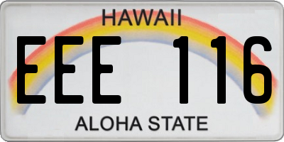 HI license plate EEE116