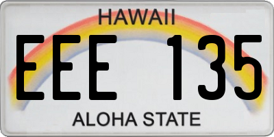 HI license plate EEE135