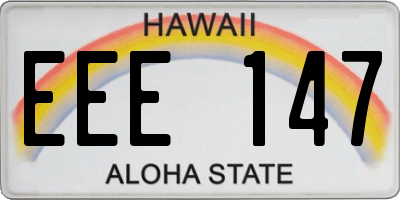 HI license plate EEE147