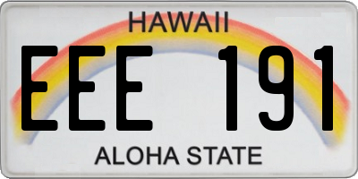HI license plate EEE191