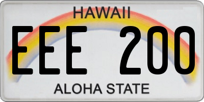 HI license plate EEE200