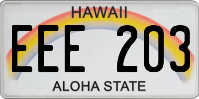HI license plate EEE203