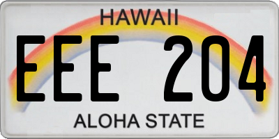 HI license plate EEE204