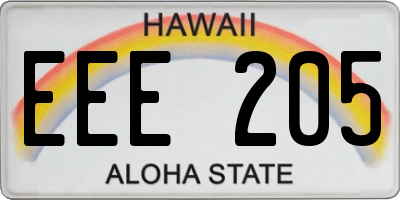 HI license plate EEE205