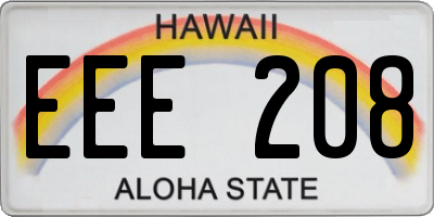 HI license plate EEE208