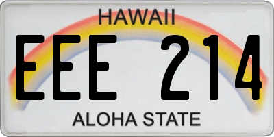 HI license plate EEE214