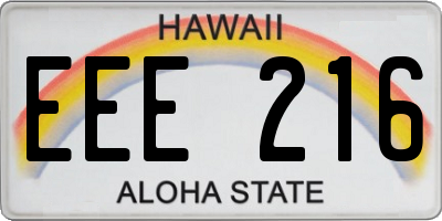 HI license plate EEE216