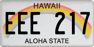 HI license plate EEE217