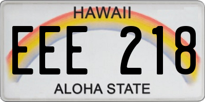 HI license plate EEE218