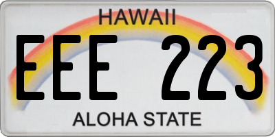 HI license plate EEE223