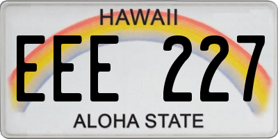HI license plate EEE227