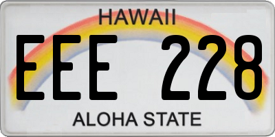 HI license plate EEE228
