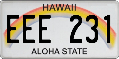 HI license plate EEE231