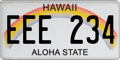 HI license plate EEE234