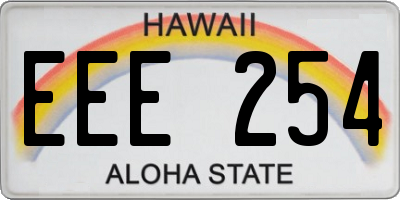 HI license plate EEE254