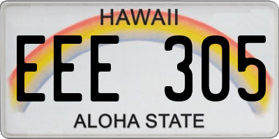 HI license plate EEE305