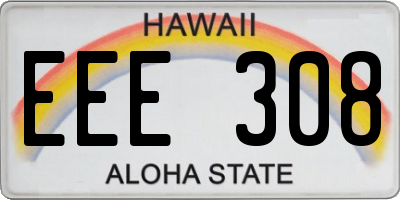 HI license plate EEE308