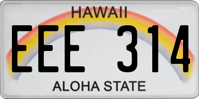HI license plate EEE314