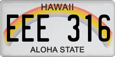 HI license plate EEE316