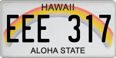 HI license plate EEE317