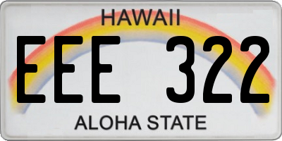HI license plate EEE322