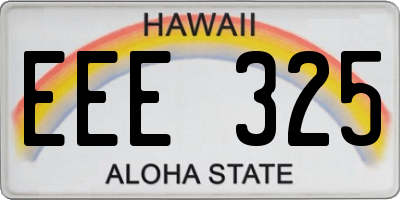 HI license plate EEE325
