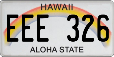 HI license plate EEE326