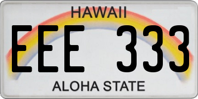 HI license plate EEE333