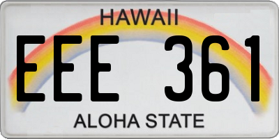 HI license plate EEE361