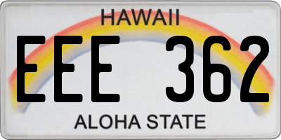 HI license plate EEE362