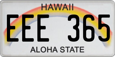 HI license plate EEE365