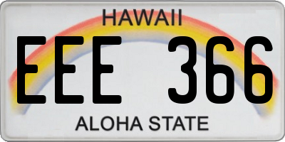 HI license plate EEE366