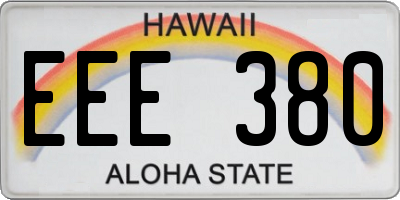 HI license plate EEE380