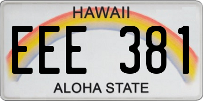 HI license plate EEE381
