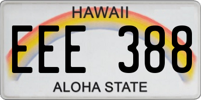 HI license plate EEE388
