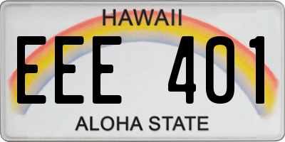 HI license plate EEE401