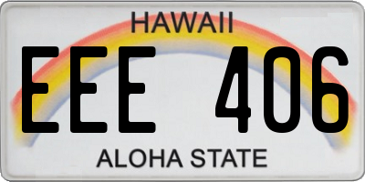 HI license plate EEE406