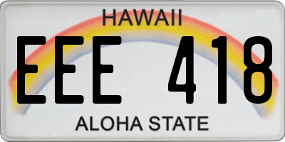 HI license plate EEE418