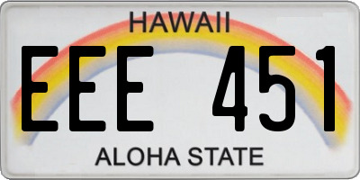 HI license plate EEE451