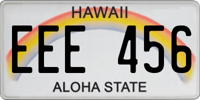 HI license plate EEE456