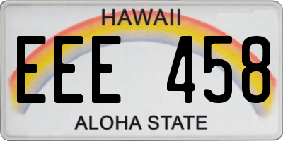 HI license plate EEE458