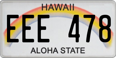 HI license plate EEE478
