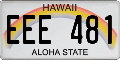 HI license plate EEE481