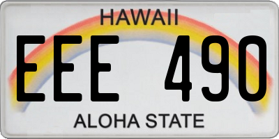 HI license plate EEE490