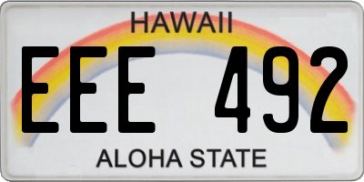 HI license plate EEE492