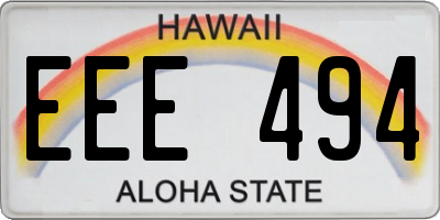 HI license plate EEE494