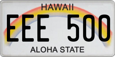 HI license plate EEE500