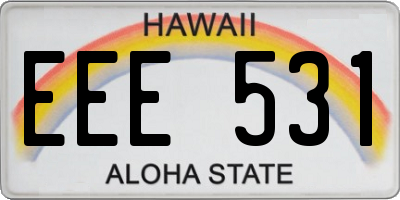 HI license plate EEE531